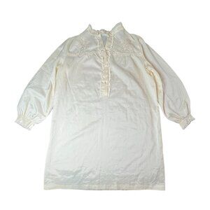 Vintage Raymodes Cream Nightgown Lace Embroidery Large‎ Coquette Grandma Cottage